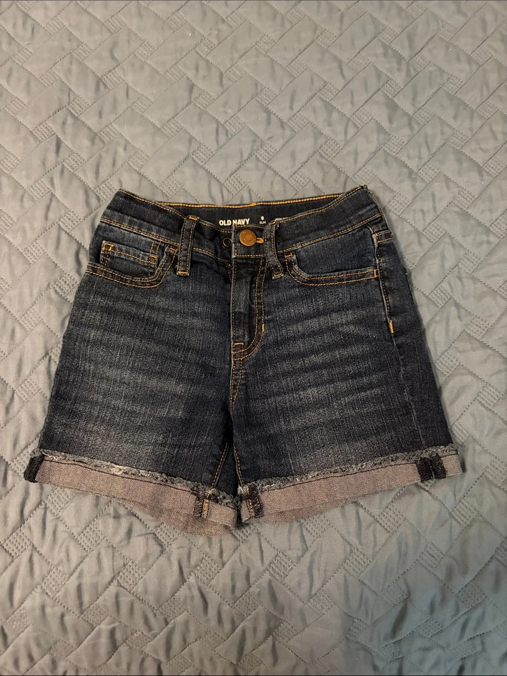 Old Navy Dark Blue Rolled-Hem Denim Shorts- Slim fit
